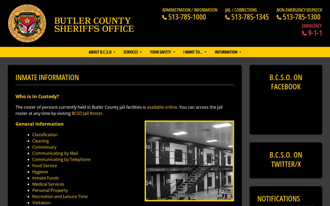 Oxford residents directory Butler County Sheriff jail information