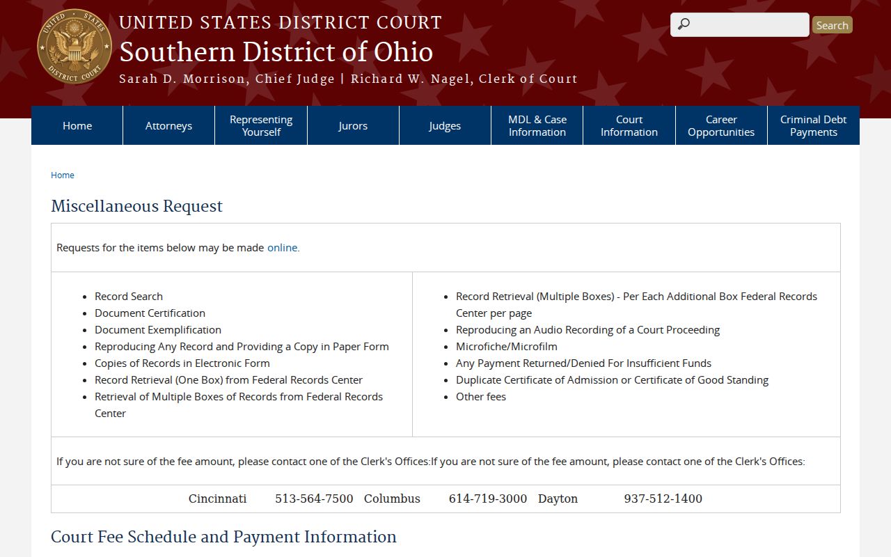 Oxford resident lookup Southern District federal court fee schedule
