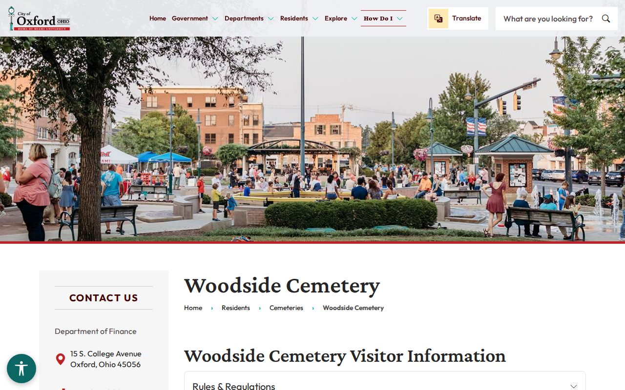 Oxford neighbors historical record caution from Woodside Cemetery