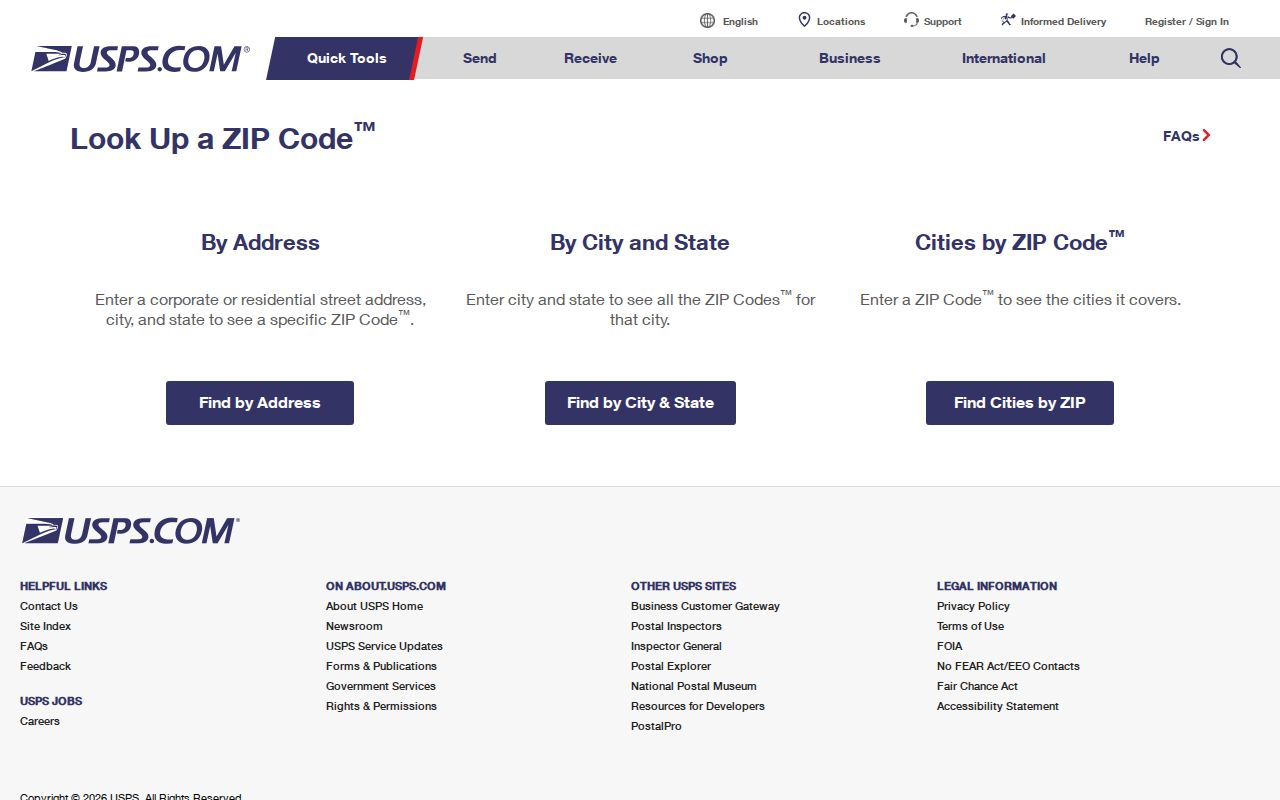 Oxford ZIP code directory source at USPS ZIP Code Lookup